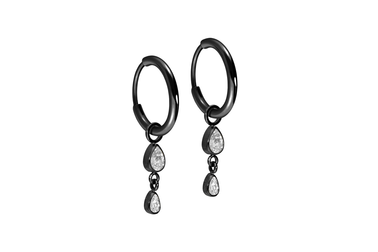 Titan Ohrclicker Creolen 2 KRISTALLTROPFEN von Piercingline